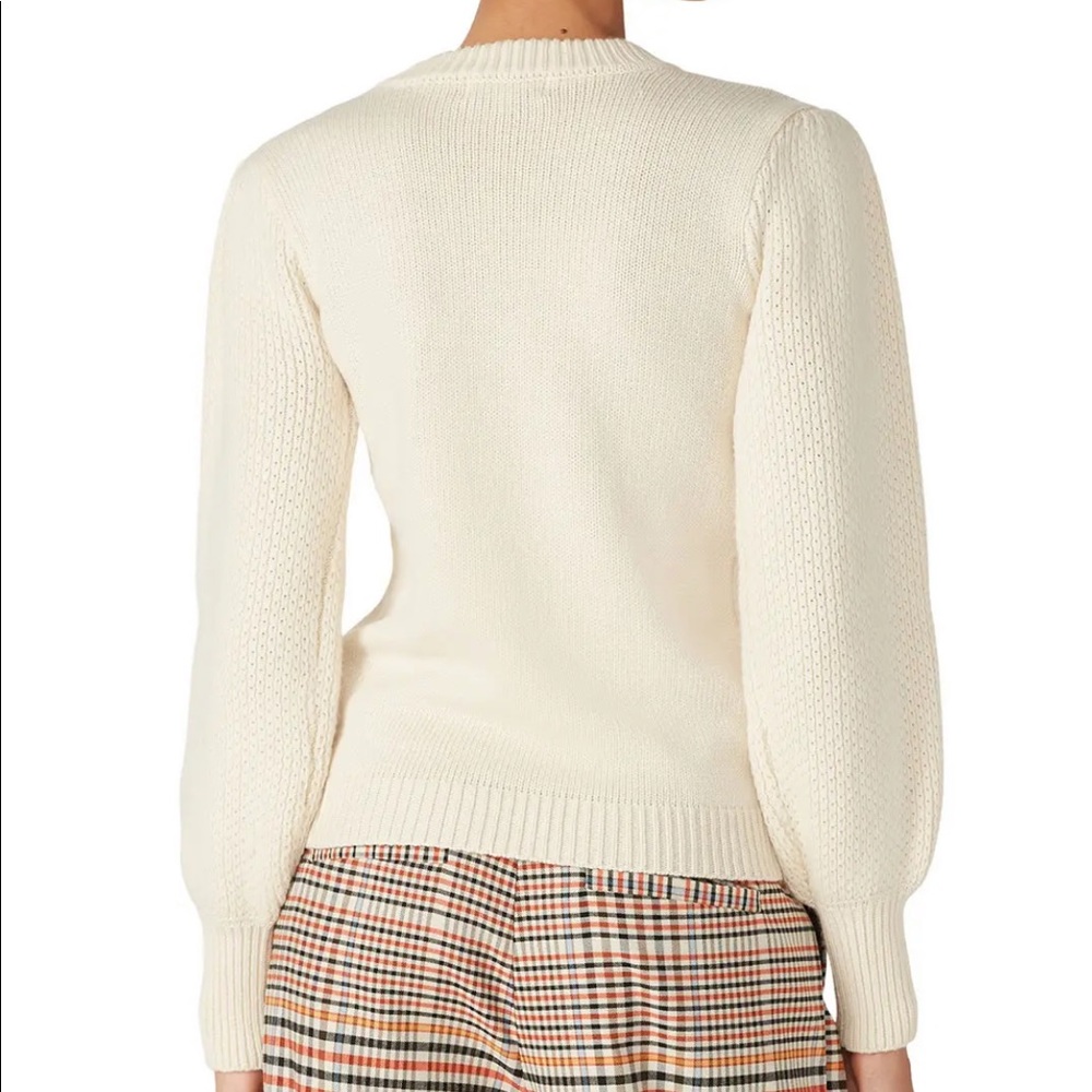 Louna embroidered puff sleeve sweater beige size xs - Picture 3 of 4